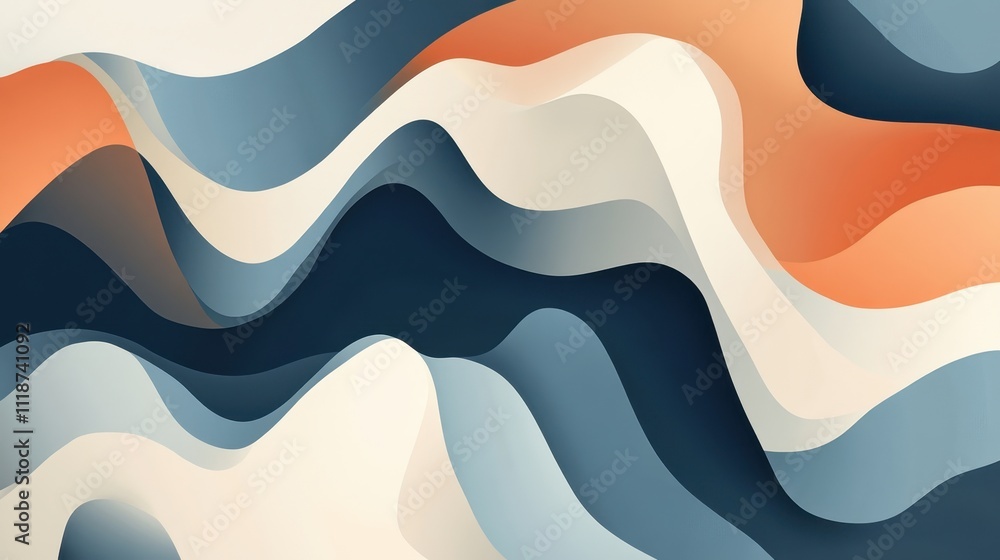 Aufkleber abstract waves in soft colors create a fluid, modern design.