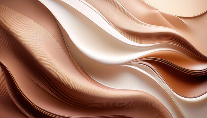 Fototapeta premium Abstract waves of neutral tones in a flowing 3d pattern