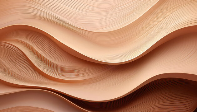 Abstract beige wavy layers with textured lines and sinuous design