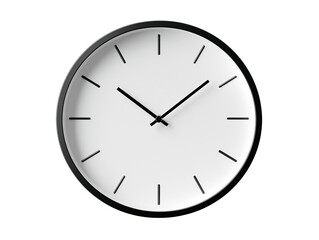 Simple black and white wall clock displaying the current time in a minimalist design