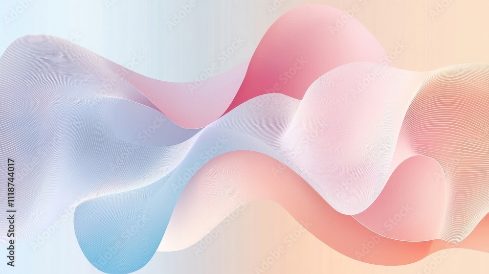Poster abstract waves of soft colors creating a smooth, flowing design.