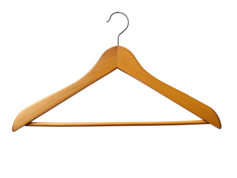 Wooden hanger with smooth shape and single hook for clothes storage in organized spaces