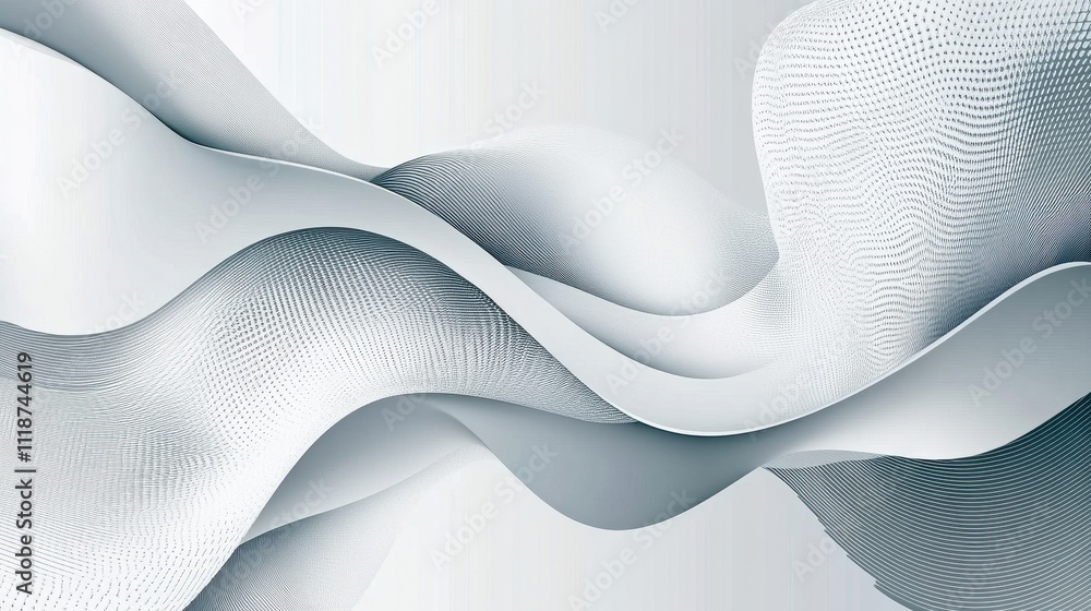 Poster abstract flowing shapes in white, creating a smooth and modern aesthetic.
