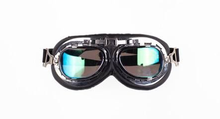 vintage motorcycle glasses isolated on white background