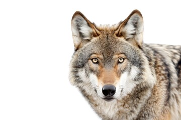 Obraz premium Young wolf staring at its chase. Isolated on white. wolf wolf