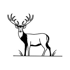 Large elk Deer vector silhouette vector illustration 