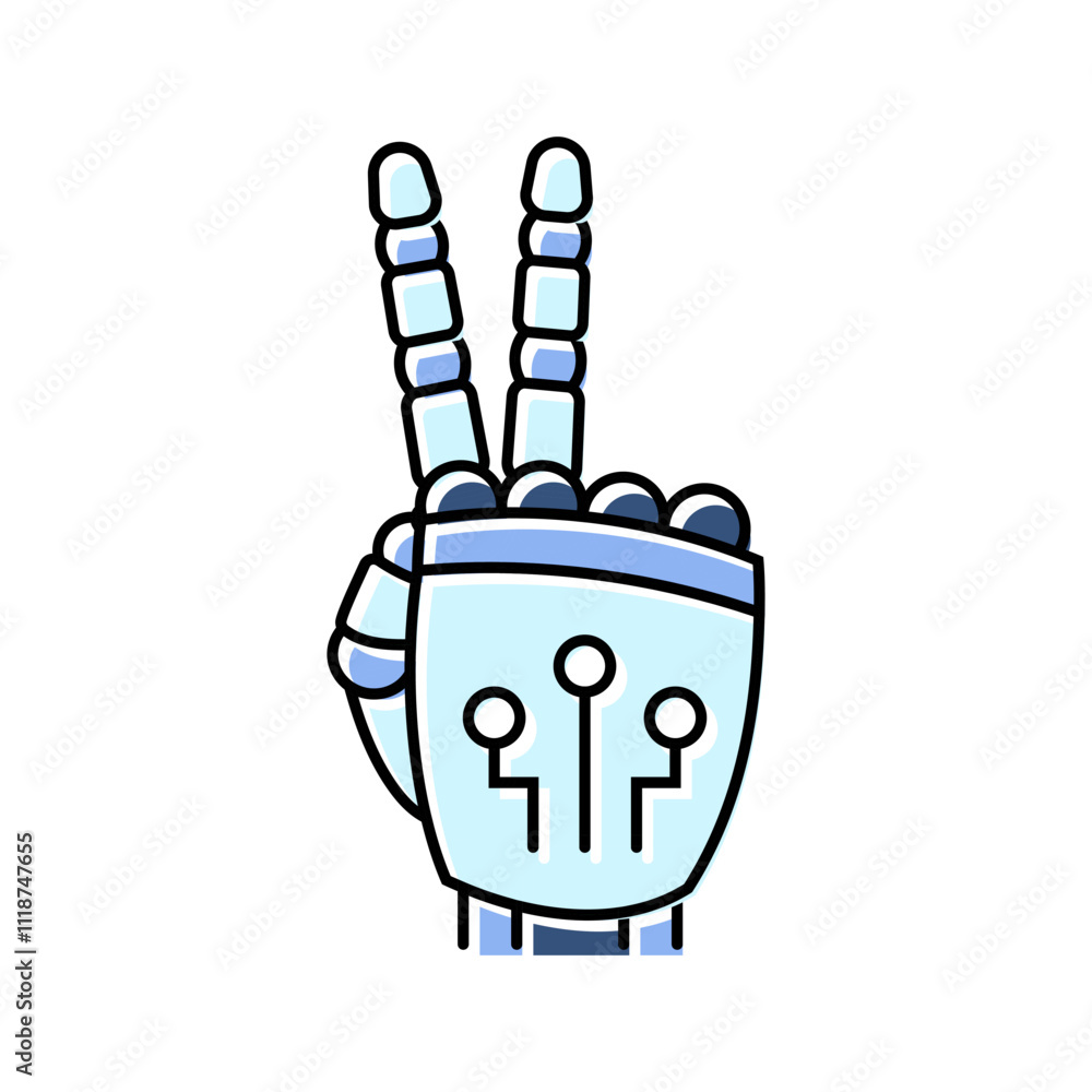 Poster attention robot hand gesture color icon vector. attention robot hand gesture sign. isolated symbol i