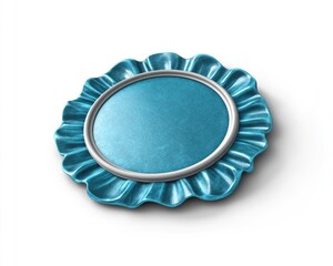 Vintage Accomplished Badge: Turquoise Seal Emblem on White Background Reflecting Mission Success