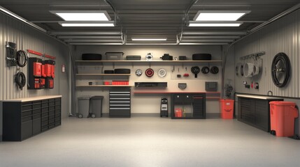 Organized Garage with Tools and Storage