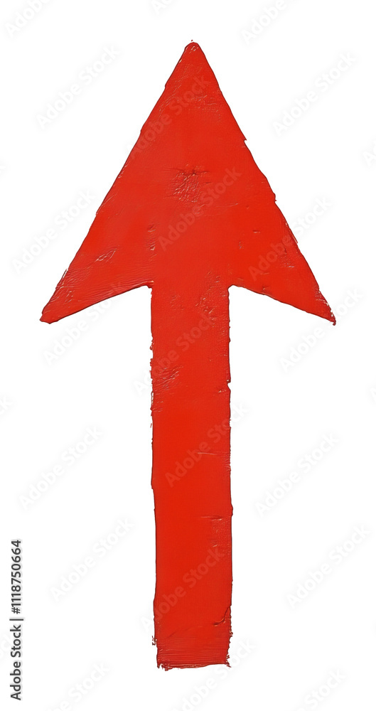 Poster red arrow pointing upward on transparent background