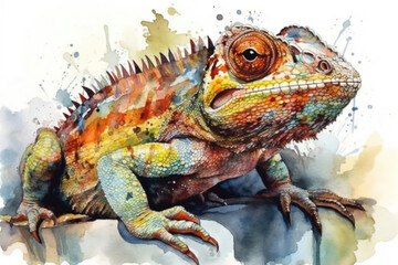 Obraz premium chameleon watercolor,., watercolor style, 