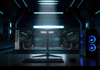 Modern computer,laptop with blank screen background.