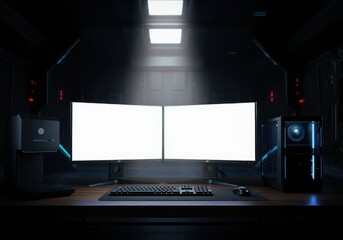 Naklejka premium Modern computer,laptop with blank screen background.