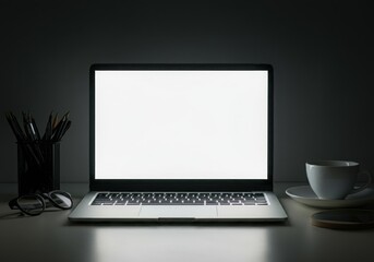 Fototapeta premium Modern computer,laptop with blank screen background.