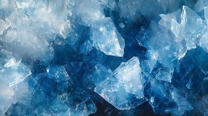 Obraz premium Icy Blue Crystal Fragments Close-Up