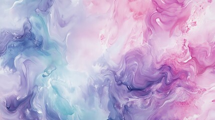 Serene Lavender and Teal Abstract Swirls - Fluid Acrylic Painting