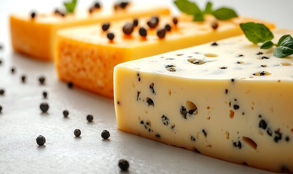 Cheese on white cloth. Camembert, hard yellow cheese, dorblu on wooden boards. Dairy products on white napkin. Copy space
