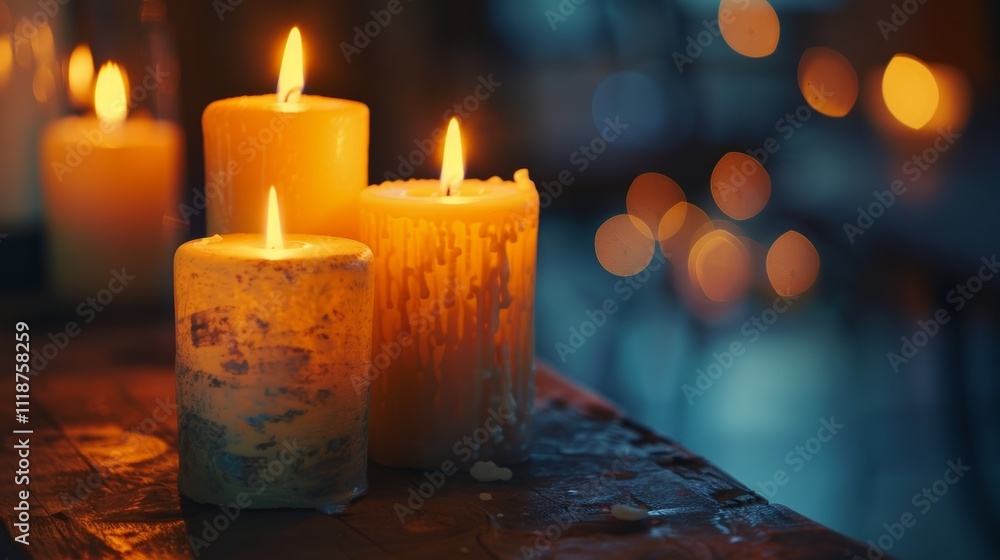 Poster the crackling sound of the candles mixes with the gentle hum of conversation creating a peaceful and