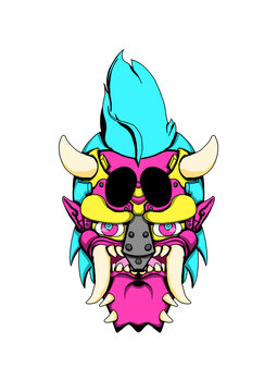 Cool scary Japanese devil oni mask 