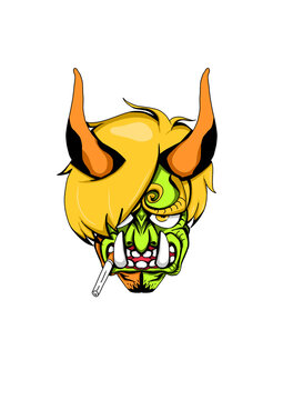 Cool scary Japanese devil mask