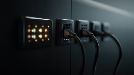 Close-up of network connection plug in data center