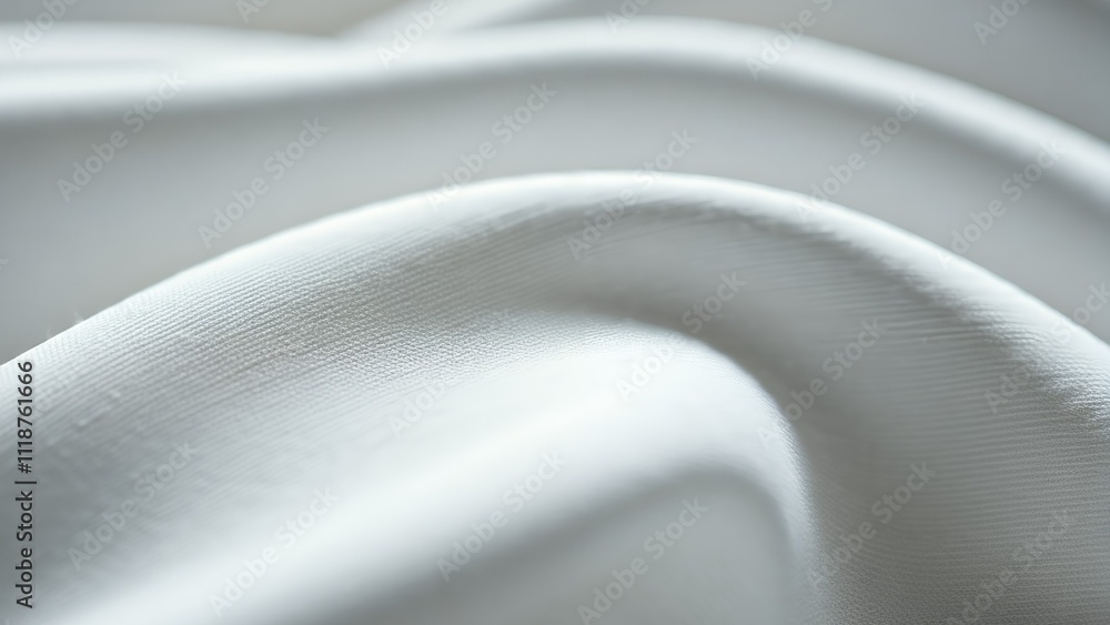 Poster close-up of gentle white fabric waves with soft textures and shadows.