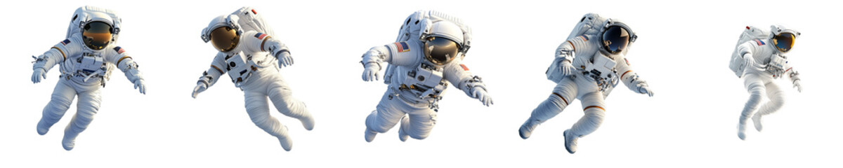 astronaut levitating - 3d Set on transparent background PNG file