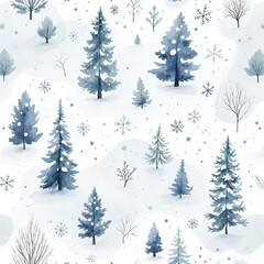 Obraz premium Watercolor seamless pattern for winter and Christmas