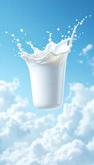 milk flying with isolated background