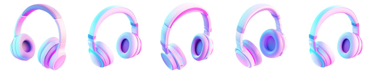 headphones futuristic - 3d Set on transparent background PNG file