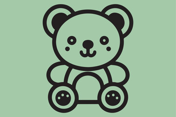 A simple black-and-white line art illustration of a cute teddy bear.