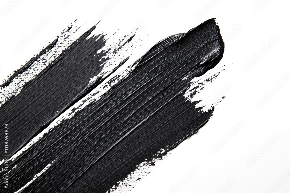 Poster dynamic black brush strokes on crisp white canvas. abstract artistic expression isolated on bright b