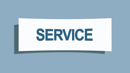 Service. A card isolated on blue background.