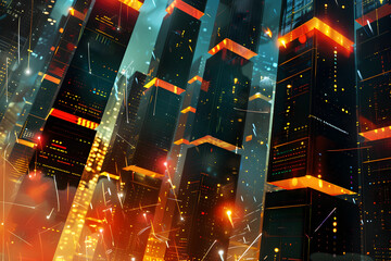 Visual Metaphor for Web Hosting Services Depicted Through Illustrated Cityscape