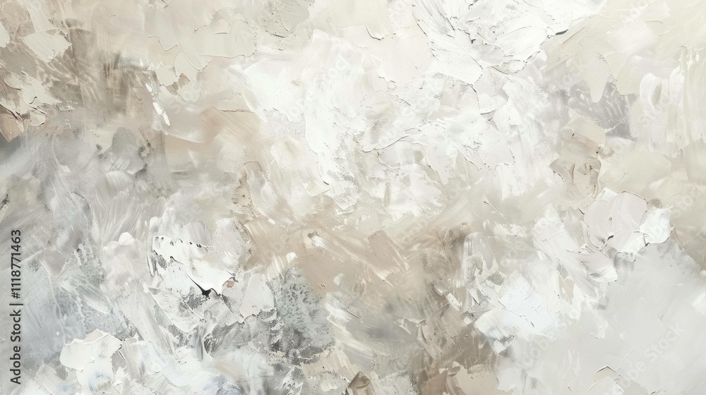 Poster abstract textured background in soft white and gray tones, featuring subtle brush strokes and artist