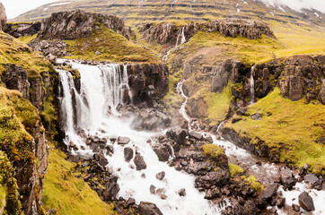 Beautiful Vestdalsfossar in east Iceland