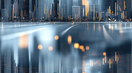 Digital graphs illuminate a blurred cityscape, representing global economic movement and trading activity in an urban environment SEAMLESS PATTERN