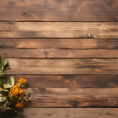 autumn leaves on wooden background