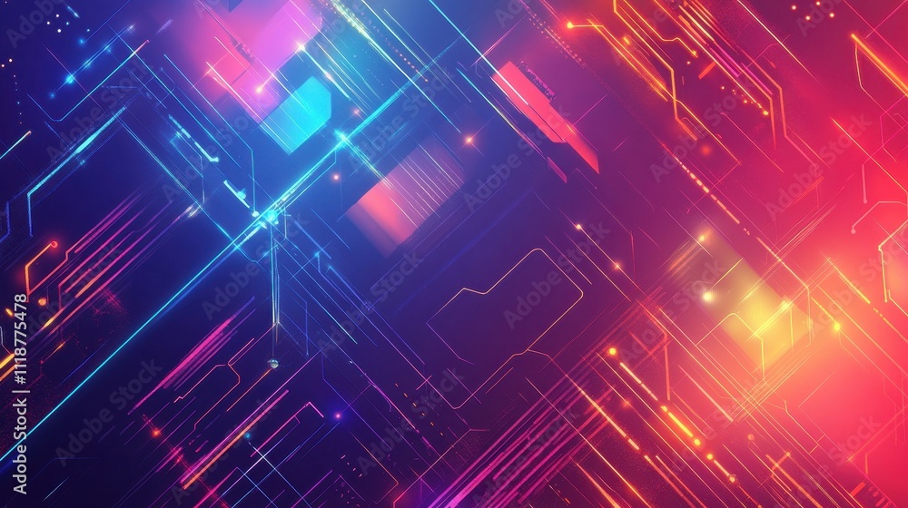 Aufkleber abstract digital background with vibrant colors and geometric patterns.