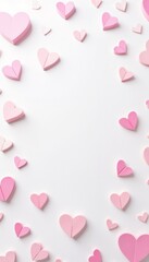 Pink hearts on a light background