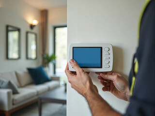 Smart Thermostat Installation Highlighting Energy Savings and Sustainability