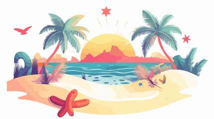 Obraz premium Wide Angle Summer Icon Set Design Vector Illustration for Graphic Projects