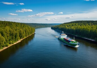 Fototapeta premium Green logistic or Sustainable transport. Sustainable global transport. logistics or travel by Ship, car, train, airplane, truck