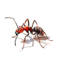 A watercolor drawing of an Ant, isolated on a white background. Ant vector.