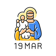 st joseph feast catholic holiday color icon vector. st joseph feast catholic holiday sign. isolated symbol illustration