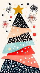 Obraz premium Abstract creative doodle Christmas tree