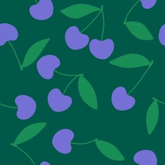 Summer fruit seamless cherry berry pattern for wrapping paper and fabrics