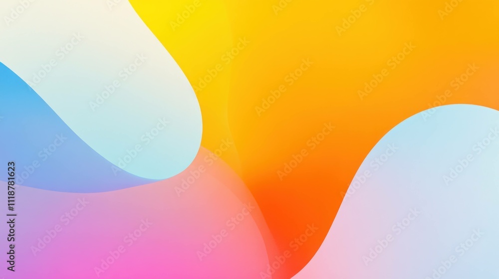 Poster abstract colorful gradient background with smooth flowing shapes transitioning from orange to pink a