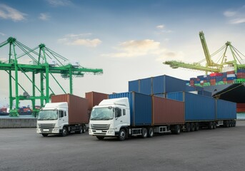 Green logistic or Sustainable transport. Sustainable global transport. logistics or travel by Ship, car, train, airplane, truck