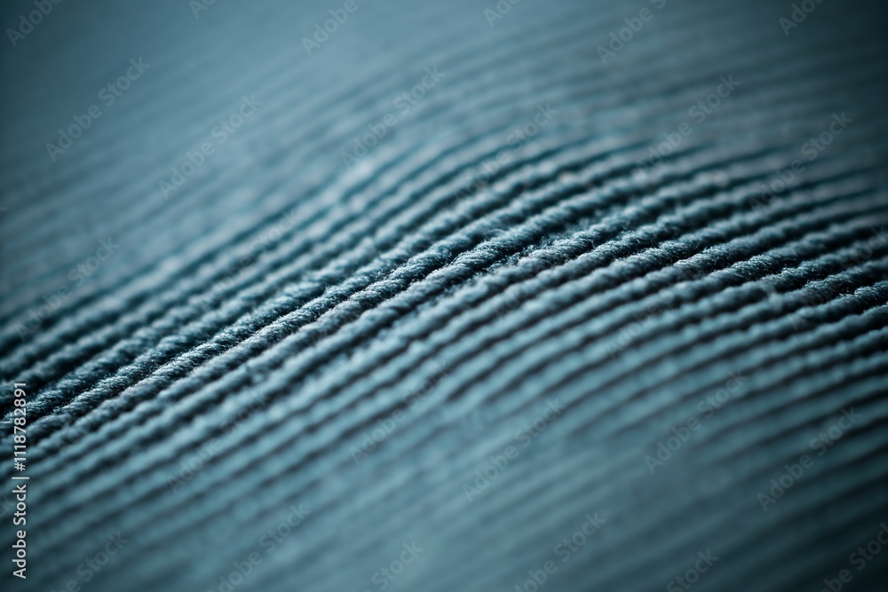 Poster that's a close-up macro shot of a textured fabric, showing parallel, slightly wavy ridges. the color